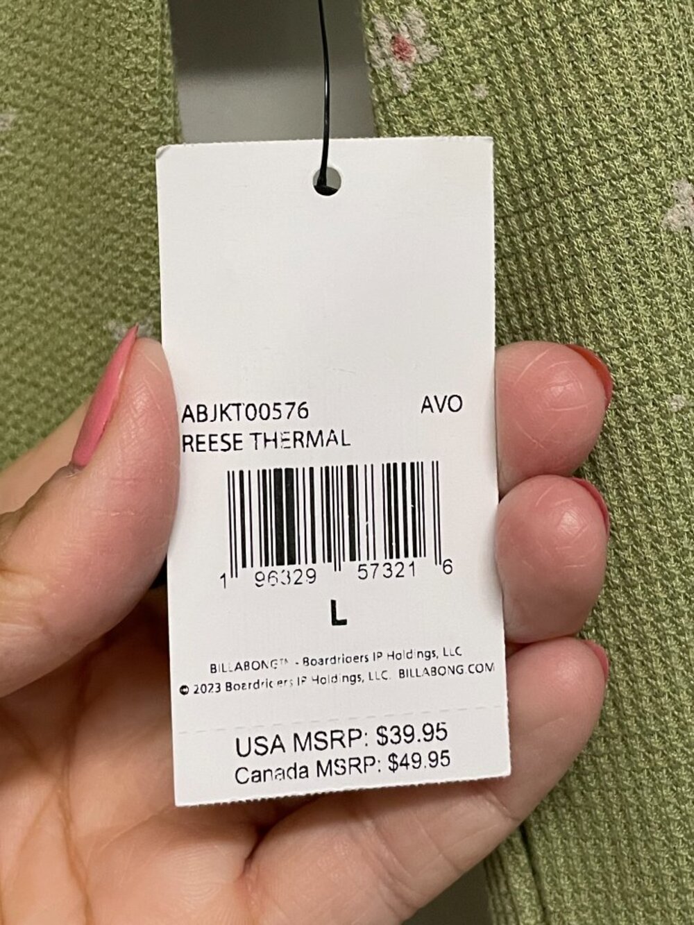 Entire Closet $5! NEW Billabong Reece Floral Thermal Long Sleeve Crop Top Large - Picture 6 of 13